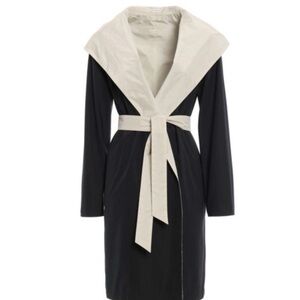 MaxMara Studio Black and Cream Hooded Jacket Size 10